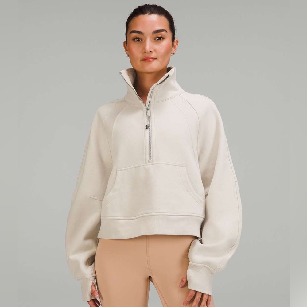 Lululemon Scuba Oversized Funnel Neck Half Zip - Natural Ivory